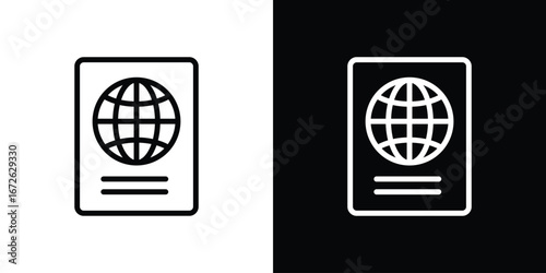 Passport icon logo concept in strokes
