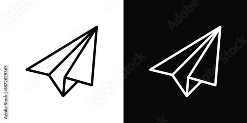 Paper plane icon logo concept in strokes