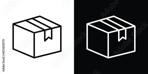 Package icon logo concept in strokes