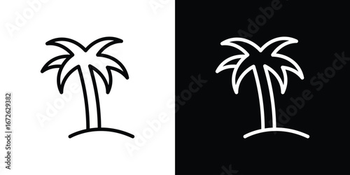Palm tree icon logo concept in strokes