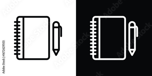 Notebook icon logo concept in strokes