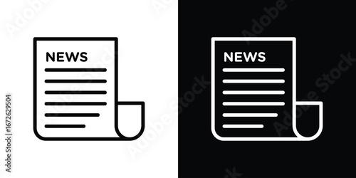 Newspaper icon logo concept in strokes