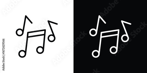 Music note icon logo concept in strokes
