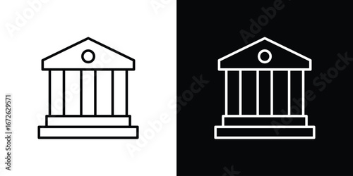 Museum icon logo concept in strokes