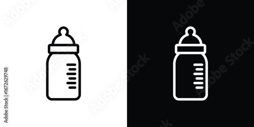 Milk bottle icon logo concept in strokes