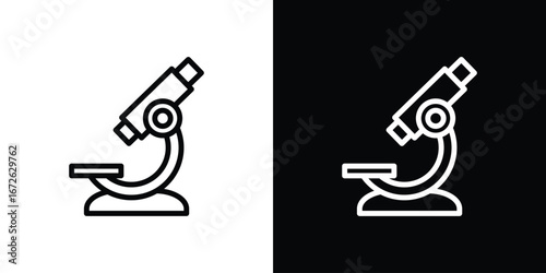 Microscope icon logo concept in strokes