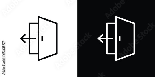 Logout icon logo concept in strokes