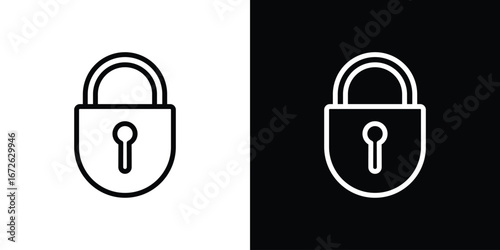 Lock closed icon logo concept in strokes