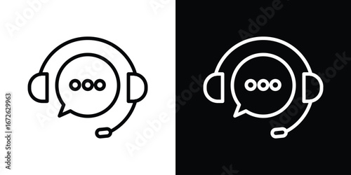 Live chat icon logo concept in strokes