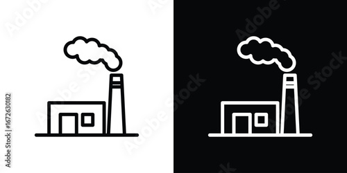Industrial factory icon logo concept in strokes
