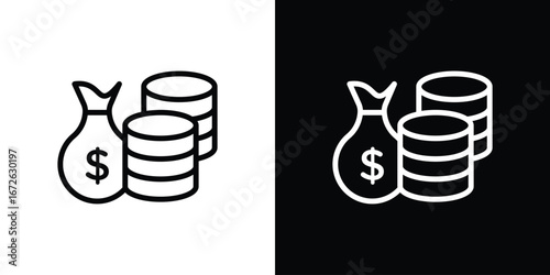 Income icon logo concept in strokes