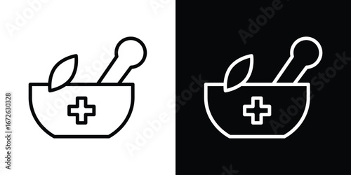 Herbal medicine icon logo concept in strokes