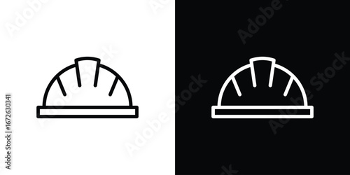 Helmet icon logo concept in strokes