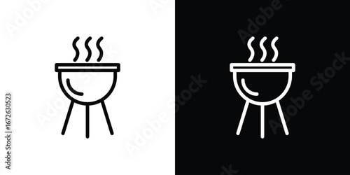 Grill icon logo concept in strokes