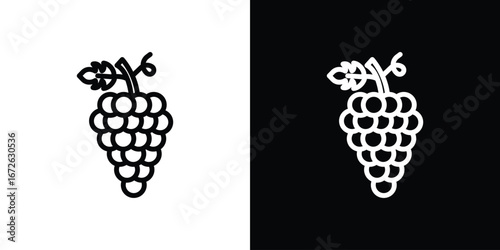 Grapes icon logo concept in strokes