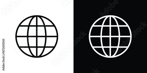 Globe icon logo concept in strokes