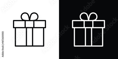 Gift box icon logo concept in strokes