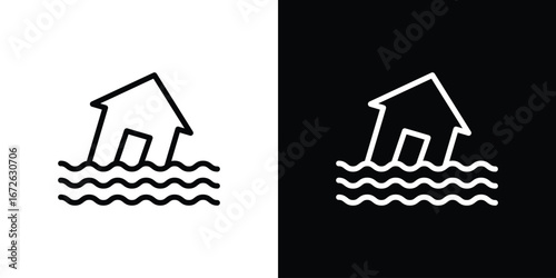 Flood icon logo concept in strokes