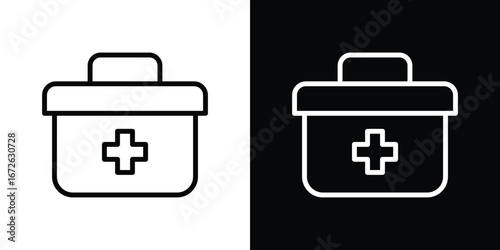 First aid kit icon logo concept in strokes