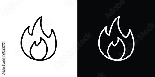 Fire icon logo concept in strokes