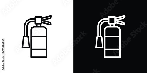 Fire extinguisher icon logo concept in strokes