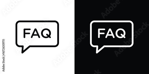 FAQ icon logo concept in strokes