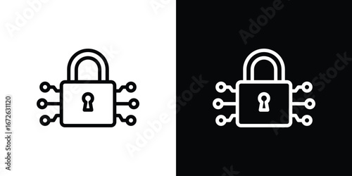 Encryption icon logo concept in strokes