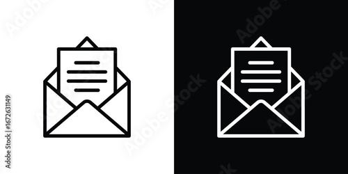 Envelope open icon logo concept in strokes