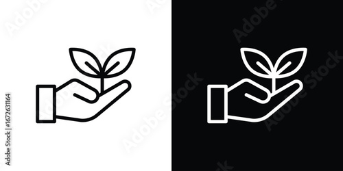 Eco-friendly icon logo concept in strokes