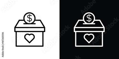 Donation box icon logo concept in strokes