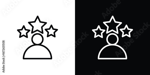 Customer satisfaction icon logo concept in strokes