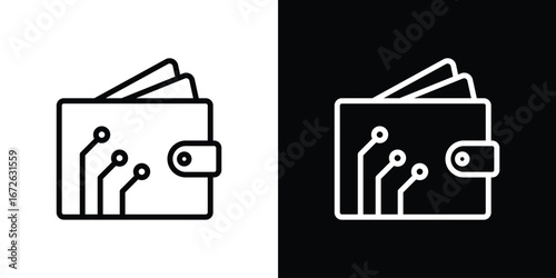 Cryptocurrency wallet icon logo concept in strokes