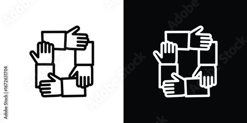 Collaboration icon logo concept in strokes