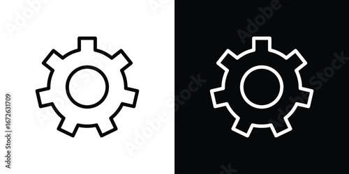 Cogwheel icon logo concept in strokes