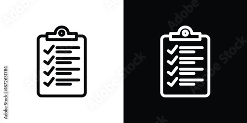 Clipboard icon logo concept in strokes
