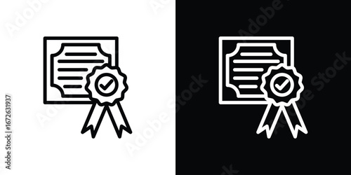 Certificate icon logo concept in strokes