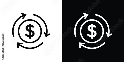 Cash flow icon logo concept in strokes