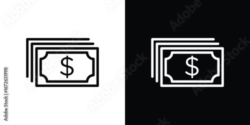 Cash icon logo concept in strokes