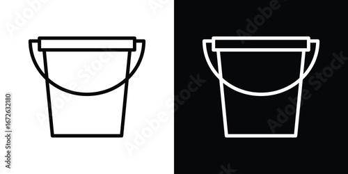 Bucket icon logo concept in strokes
