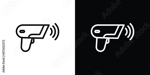 Barcode scanner icon logo concept in strokes