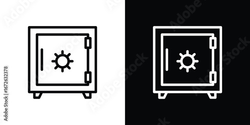 Bank vault icon logo concept in strokes