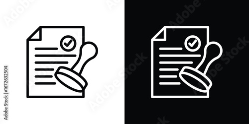Approved document icon logo concept in strokes