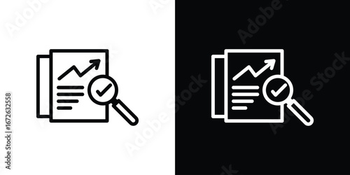 Analytics report icon logo concept in strokes