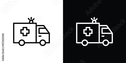 Ambulance icon logo concept in strokes