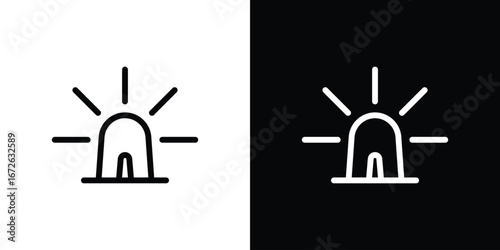 Ambulance siren icon logo concept in strokes