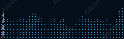 Blue dot pattern sound wave vector tech background for digital design.