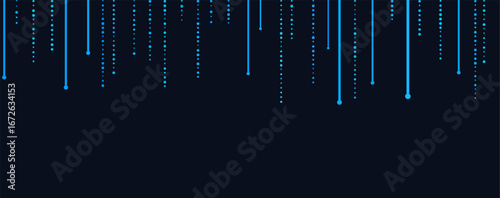 Dynamic vector tech background with cascading blue lines and dots.