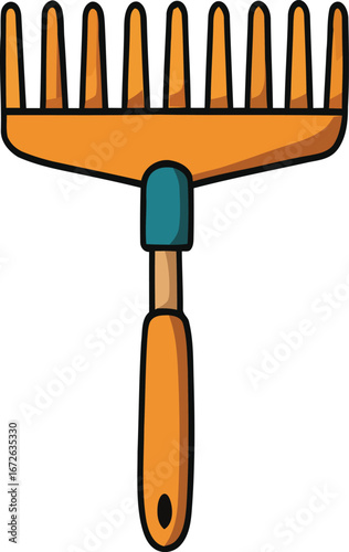 vector icon garden A rake for loosening soil and collecting leaves. Gardening tools, .