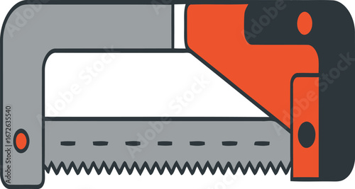 Hacksaw isolated on white or transparent background. Vector illustration of a hand tool saw. saw icon
