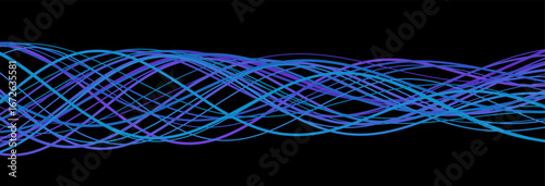 Dynamic colorful abstract waves on black background.